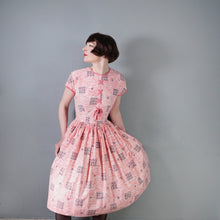 Load image into Gallery viewer, 50s PINK HORROCKSES FASHIONS X-STITCH PRINT DRESS WITH LACE UP DETAIL - XS