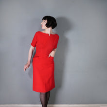 Load image into Gallery viewer, 50s / 60s SUE BRETT RED SOFT WOOL FITTED WIGGLE DRESS - M