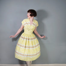 Load image into Gallery viewer, 50s HORROCKSES FASHIONS YELLOW FLORAL FULL SKIRTED DRESS AND BOLERO - XS