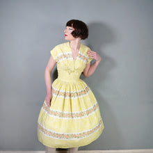 Load image into Gallery viewer, 50s HORROCKSES FASHIONS YELLOW FLORAL FULL SKIRTED DRESS AND BOLERO - XS