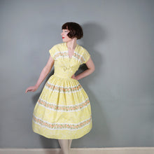 Load image into Gallery viewer, 50s HORROCKSES FASHIONS YELLOW FLORAL FULL SKIRTED DRESS AND BOLERO - XS