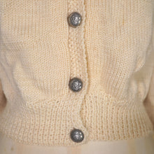 Load image into Gallery viewer, HANDKNITTED 50s / 60s SCANDINAVIAN / NORWEGIAN FAIRISLE CROPPED WOOL CARDIGAN - S