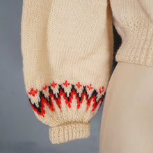 Load image into Gallery viewer, HANDKNITTED 50s / 60s SCANDINAVIAN / NORWEGIAN FAIRISLE CROPPED WOOL CARDIGAN - S