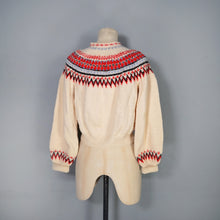 Load image into Gallery viewer, HANDKNITTED 50s / 60s SCANDINAVIAN / NORWEGIAN FAIRISLE CROPPED WOOL CARDIGAN - S