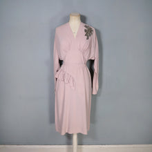 Load image into Gallery viewer, 40s MAX KOPP LONG SLEEVED BATWING RAYON DRESS WITH RUFFLES AND SEQUINS - S