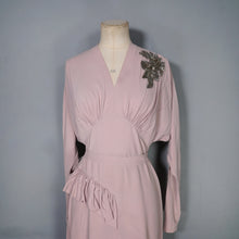 Load image into Gallery viewer, 40s MAX KOPP LONG SLEEVED BATWING RAYON DRESS WITH RUFFLES AND SEQUINS - S