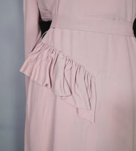 Load image into Gallery viewer, 40s MAX KOPP LONG SLEEVED BATWING RAYON DRESS WITH RUFFLES AND SEQUINS - S