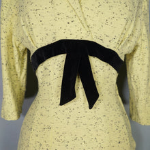 Load image into Gallery viewer, 50s TREASURE JUNIOR MISS FLECKED YELLOW WIGGLE DRESS WITH KICK PLEAT - S