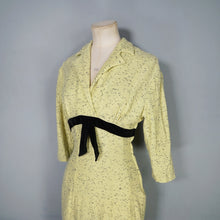 Load image into Gallery viewer, 50s TREASURE JUNIOR MISS FLECKED YELLOW WIGGLE DRESS WITH KICK PLEAT - S