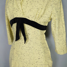 Load image into Gallery viewer, 50s TREASURE JUNIOR MISS FLECKED YELLOW WIGGLE DRESS WITH KICK PLEAT - S