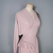 Load image into Gallery viewer, 40s MAX KOPP LONG SLEEVED BATWING RAYON DRESS WITH RUFFLES AND SEQUINS - S