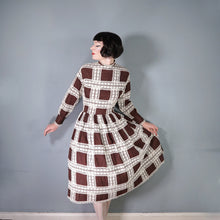 Load image into Gallery viewer, 60s 70s BROWN MEXICAN CROCHET LACE AND PIN TUCK FULL SKIRTED DRESS - M