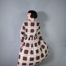 Load image into Gallery viewer, 60s 70s BROWN MEXICAN CROCHET LACE AND PIN TUCK FULL SKIRTED DRESS - M