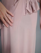 Load image into Gallery viewer, 40s MAX KOPP LONG SLEEVED BATWING RAYON DRESS WITH RUFFLES AND SEQUINS - S