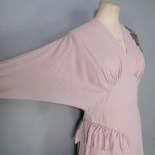 Load image into Gallery viewer, 40s MAX KOPP LONG SLEEVED BATWING RAYON DRESS WITH RUFFLES AND SEQUINS - S