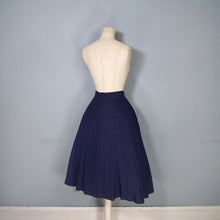 Load image into Gallery viewer, 40s 50s WOVEN NAVY A-LINE  MIDI SKIRT WITH ALL THE BUTTONS - 26"