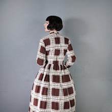 Load image into Gallery viewer, 60s 70s BROWN MEXICAN CROCHET LACE AND PIN TUCK FULL SKIRTED DRESS - M