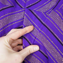 Load image into Gallery viewer, 70s UNLABELED BIBA PURPLE GOLD STRIPED WRAP OVER MIDI DRESS - XS