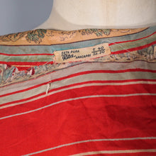 Load image into Gallery viewer, 40s 50s LIGHT RED PURE SILK NOVELTY CAPRI FOLK PRINT TIE BOLERO / BLOUSE - S