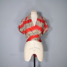 Load image into Gallery viewer, 40s 50s LIGHT RED PURE SILK NOVELTY CAPRI FOLK PRINT TIE BOLERO / BLOUSE - S