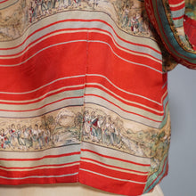 Load image into Gallery viewer, 40s 50s LIGHT RED PURE SILK NOVELTY CAPRI FOLK PRINT TIE BOLERO / BLOUSE - S