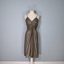 Load image into Gallery viewer, 70s 80s DARK GOLD &quot;KADIX&quot; PLEATED &quot;TRAVILLA&quot; style COCKTAIL DRESS - XS-S