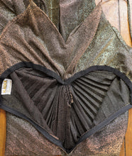 Load image into Gallery viewer, 70s 80s DARK GOLD &quot;KADIX&quot; PLEATED &quot;TRAVILLA&quot; style COCKTAIL DRESS - XS-S