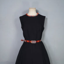 Load image into Gallery viewer, 70s BLACK AND FIREY CHECK DRESS AND JACKET 3 PIECE SET  - M