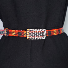 Load image into Gallery viewer, 70s BLACK AND FIREY CHECK DRESS AND JACKET 3 PIECE SET  - M