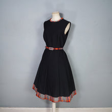 Load image into Gallery viewer, 70s BLACK AND FIREY CHECK DRESS AND JACKET 3 PIECE SET  - M