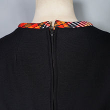 Load image into Gallery viewer, 70s BLACK AND FIREY CHECK DRESS AND JACKET 3 PIECE SET  - M
