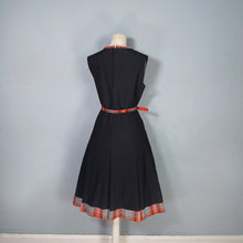 Load image into Gallery viewer, 70s BLACK AND FIREY CHECK DRESS AND JACKET 3 PIECE SET  - M