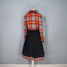 Load image into Gallery viewer, 70s BLACK AND FIREY CHECK DRESS AND JACKET 3 PIECE SET  - M
