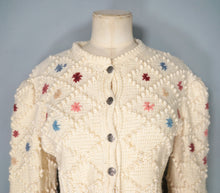 Load image into Gallery viewer, AUSTRIAN / TYROLEAN CREAM COLOURED BOBBLE KNIT FOLKLORE CARDIGAN - M-L