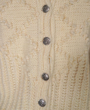 Load image into Gallery viewer, AUSTRIAN / TYROLEAN CREAM COLOURED BOBBLE KNIT FOLKLORE CARDIGAN - M-L