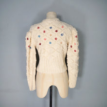 Load image into Gallery viewer, AUSTRIAN / TYROLEAN CREAM COLOURED BOBBLE KNIT FOLKLORE CARDIGAN - M-L