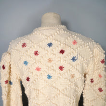 Load image into Gallery viewer, AUSTRIAN / TYROLEAN CREAM COLOURED BOBBLE KNIT FOLKLORE CARDIGAN - M-L