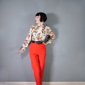 70s MUSHROOM / TOADSTOOL AND SNAIL PRINT NOVELTY AUTUMN SHIRT - L
