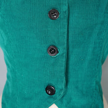 Load image into Gallery viewer, 70s BRIGHT JADE GREEN CORDUROY FITTED WAISTCOAT / VEST - S