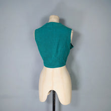 Load image into Gallery viewer, 70s BRIGHT JADE GREEN CORDUROY FITTED WAISTCOAT / VEST - S