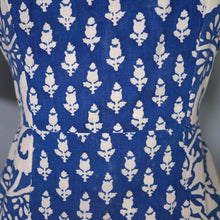 Load image into Gallery viewer, 60s 70s MISTER ANT BLUE WHITE BLOCK PRINT COTTON MAXI DRESS - XS