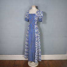 Load image into Gallery viewer, 60s 70s MISTER ANT BLUE WHITE BLOCK PRINT COTTON MAXI DRESS - XS