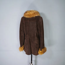 Load image into Gallery viewer, 70s BROWN SUEDE COAT WITH SHEEPSKIN COLLAR AND CUFFS - S-M