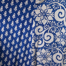 Load image into Gallery viewer, 60s 70s MISTER ANT BLUE WHITE BLOCK PRINT COTTON MAXI DRESS - XS