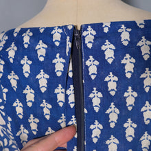 Load image into Gallery viewer, 60s 70s MISTER ANT BLUE WHITE BLOCK PRINT COTTON MAXI DRESS - XS