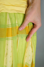 Load image into Gallery viewer, 50s 60s BRIGHT YELLOW AND LIME GREEN CHECK PRINT DRESS - XS-S