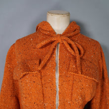 Load image into Gallery viewer, 40s style HANDKNITTED BRIGHT ORANGE WOOL CARDIGAN JACKET WITH HOOD - M-L