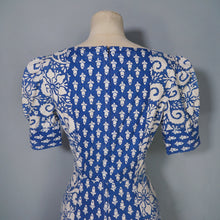 Load image into Gallery viewer, 60s 70s MISTER ANT BLUE WHITE BLOCK PRINT COTTON MAXI DRESS - XS