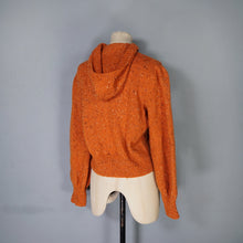 Load image into Gallery viewer, 40s style HANDKNITTED BRIGHT ORANGE WOOL CARDIGAN JACKET WITH HOOD - M-L