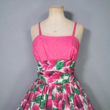 Load image into Gallery viewer, 50s JEAN ALLEN FULL SKIRTED FLORAL PARTY GOWN / DRESS WITH HOOP PETTICOAT - XS-S